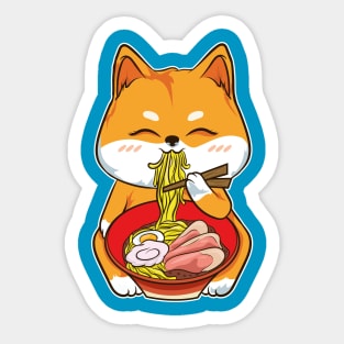 Ramen Shiba Inu Cute Kawaii Turf Dog Eating Noodles Sticker